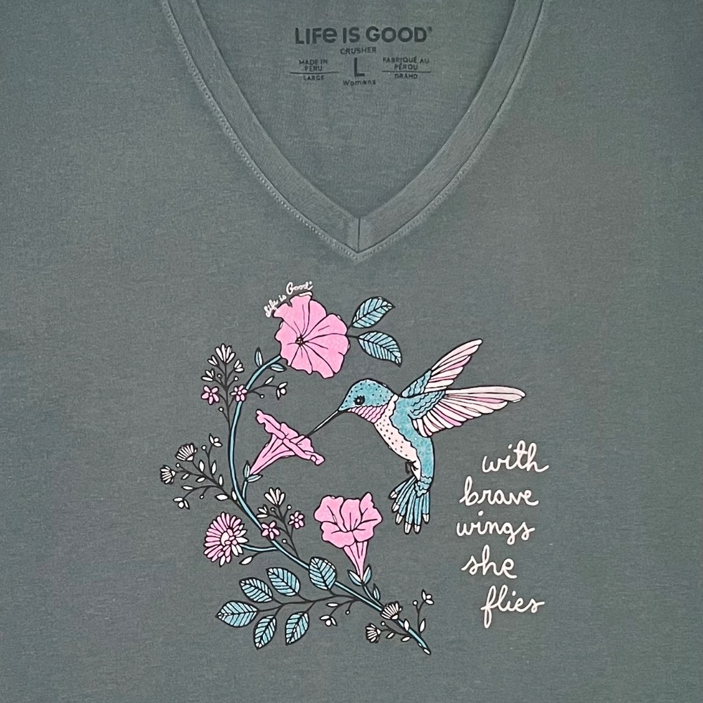 Life is Good Women's Short Sleeve With Brave Wings She Flies Crusher T